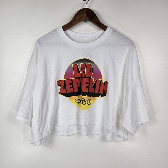 Led Zeppelin Women's Size XXL White Short Sleeve Crop T Shirt - Picture 1 of 5